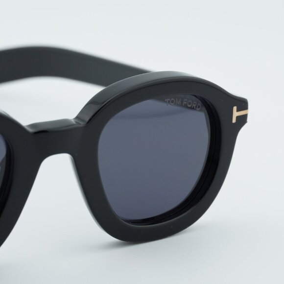 Tom Ford Raffa FT1100 01A Sunglasses Black Round Frame, Smoke Lenses - Picture 7 of 11